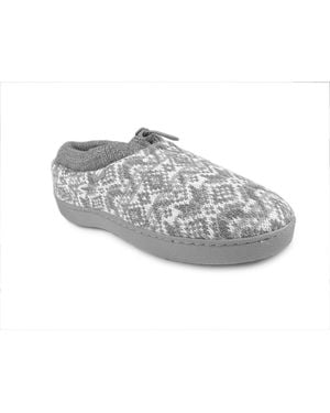 Heat Holders Emma Fair Isle Knit Drawstring Slippers - Gray