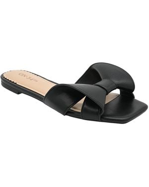 On 34th Pearlaa Square Toe Flat Sandals - Black