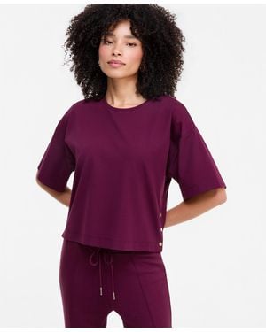 INC International Concepts Short-sleeve Side-snap Lounge Top - Purple