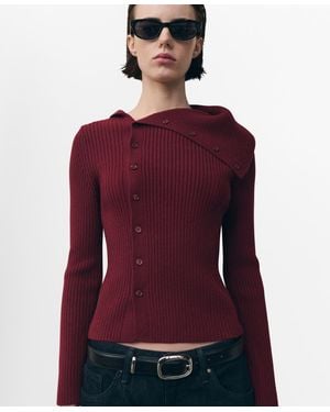 Mango Shawl Collar Cardigan - Red