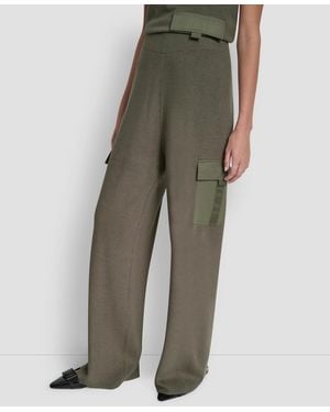 DKNY Knit Straight-leg Cargo Pants - Green