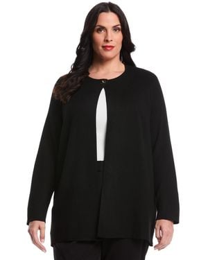 Rafaella Plus Size Plus Size Turnlock Metal Closure Long Sleeve Cardigan - Black