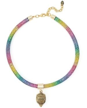 Kurt Geiger London Faux Stone Signature Eagle Rope Collar Necklace - Metallic