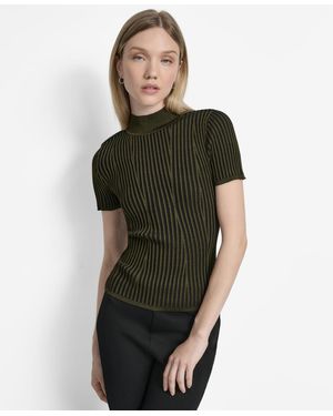DKNY Transfer Rib Mock-neck Sweater - Green