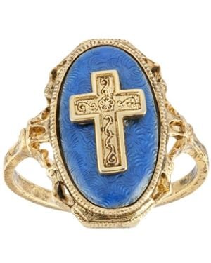 2028 Enamel Cross Ring - Blue