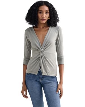 REISTOR Twist Front Knit Shirt - Gray