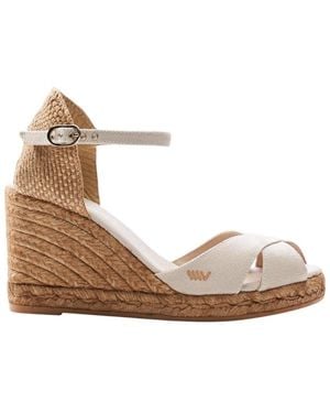 VISCATA Aiguablava Canvas Espadrille Sandal Wedges - Natural