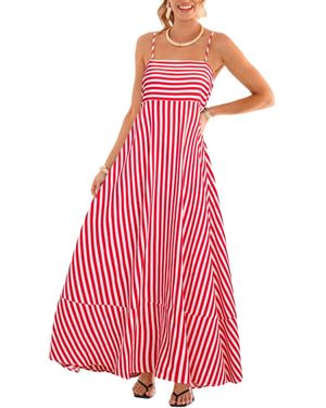 CUPSHE Subtle Lines Striped Maxi Beach Dress - Pink