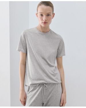 Mango Lyocell Cotton Short-sleeve T-shirt - Gray