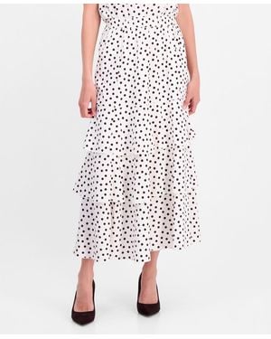 Anne Klein Petite Tiered Pull-on Midi Skirt - White