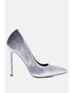 LONDON RAG Janessa Velvet Stiletto Heel Pumps - White