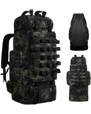 Piscifun 70l 100l Expandable Waterproof Hiking Backpack With Rain Cover Molle System For Camping Trekking - Black