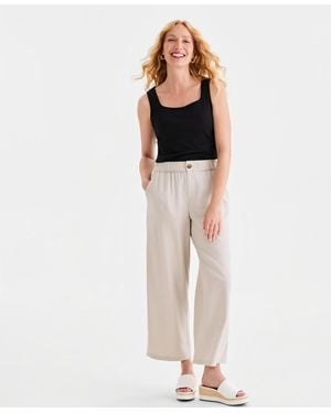 Style & Co. Linen Blend Button-front Wide-leg Pants - Multicolor