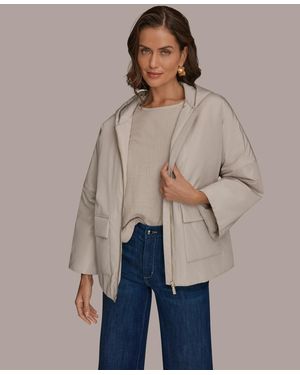 Donna Karan Weekend Zip-up Hooded Jacket - Natural