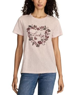 Lucky Brand Floral Heart Classic Crewneck T-shirt - Multicolor