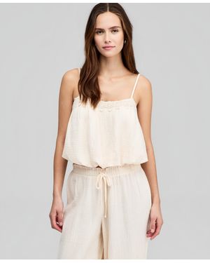 And Now This Cotton Crochet-trim Bubble-hem Top - Natural