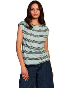 Celtic & Co. Slash Neck Cap Sleeve T-shirt - Blue