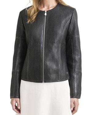 Velez Woven Leather Jacket - Black