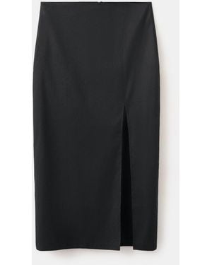 Mango Linen-cotton-blend Midi Skirt - Black