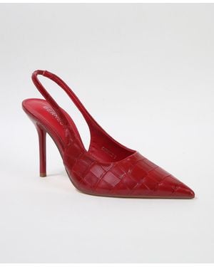 BERNESS Carmine Croco-embossed Slingback Stiletto Pumps - Red