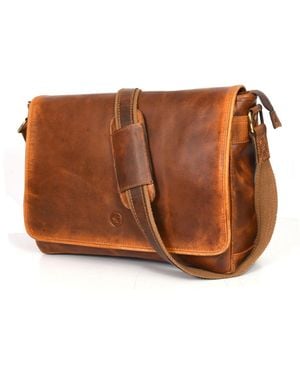 Aaron Leather Goods Messenger Bag - Brown
