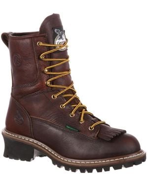 Georgia Boot Steel Toe Waterproof Logger Boot - Brown