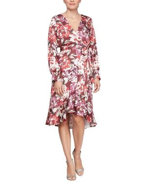 Sl Fashions Printed Midi Wrap Dress - Red