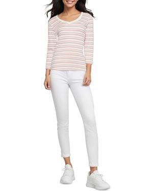 Three Dots V-neck 3/4-sleeve T-shirt - White