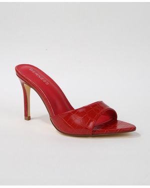 BERNESS Jessa Croc Embossed Stiletto Slide Sandals - Red