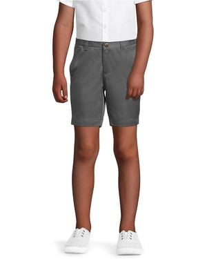 Lands' End Little Girls School Uniform Plain Front Blend Chino Shorts - Gray
