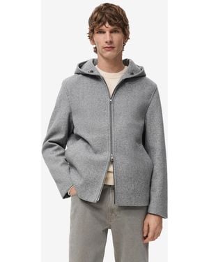 Mango Hood Wool Jacket - Gray