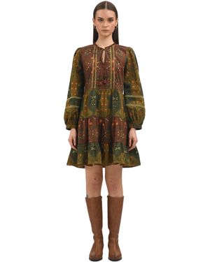 CELINA MOON Floss Mini Dress - Brown