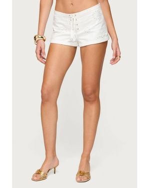 Edikted Trisha Tassle Eyelet Shorts - White