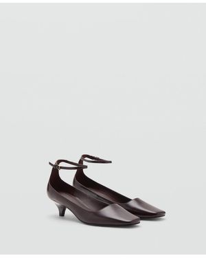 Mango Ankle Strap Kitten-heeled Shoes - White