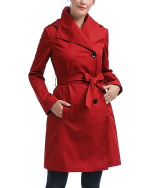 Kimi + Kai Kimi + Kai Elsa Water-resistant Hooded Trench Coat - Red