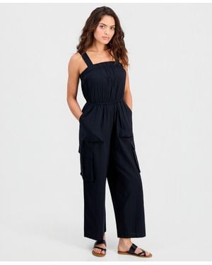And Now This Petite Cotton Cargo Jumpsuit - Blue