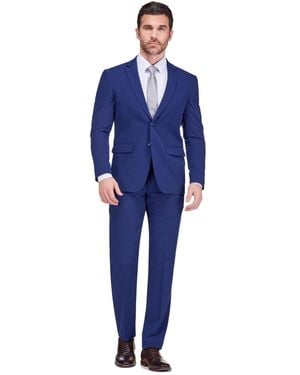 Gino Vitale 2 Piece 4 Way Stretch Notch Lapel Slim Fit Suit - Blue