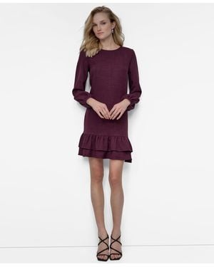 DKNY Petite Ruffle Hem Washer Dress - Red