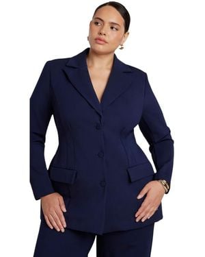 Eloquii The Ultimate Nipped Waist Blazer - Blue