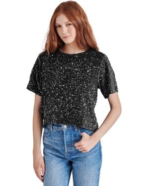Steve Madden Cressa Sequined Velvet Top - Black