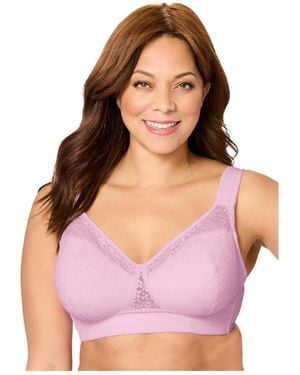 Comfort Choice Full Coverage Lace Overlay Bra - Pink