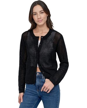 DKNY Baby Chenille Open-stitch Long-sleeve Cardigan - Black