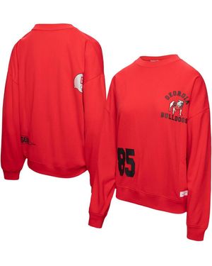 Mitchell & Ness Mitchell Ness Georgia Bulldogs Multi-hit Crewneck Pullover Sweatshirt - Red