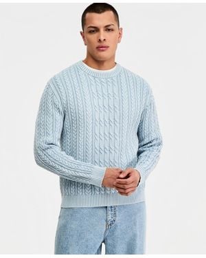Sun & Stone Sun + Stone Cotton Fisherman Cable-knit Sweater - Blue