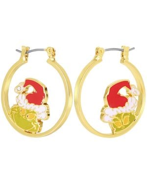 Dr. Seuss Tone Crystal The Grinch Mismatched Hoop Earrings - Metallic