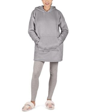Memoi Sherpa-lined Velour Hooded Lounger - Gray