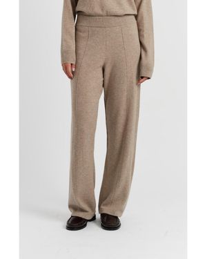 Chinti & Parker Wool & Cashmere Wide Leg Track Pant - Natural