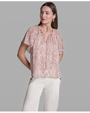 BCBGMAXAZRIA Short-sleeve V-neck Top - Multicolor