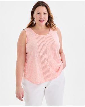 Style & Co. Plus Size Pintucked Sleeveless Tank - Pink