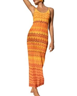 CUPSHE Flicker Chevron Cover-up Maxi Beach Dress - Orange